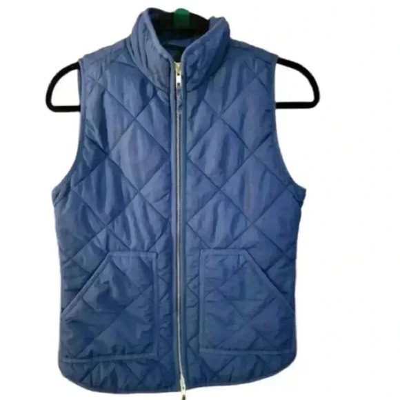 J.CREW ivory quilted Down feathers puffer vest womens Size Small Blue - Picture 8 of 8